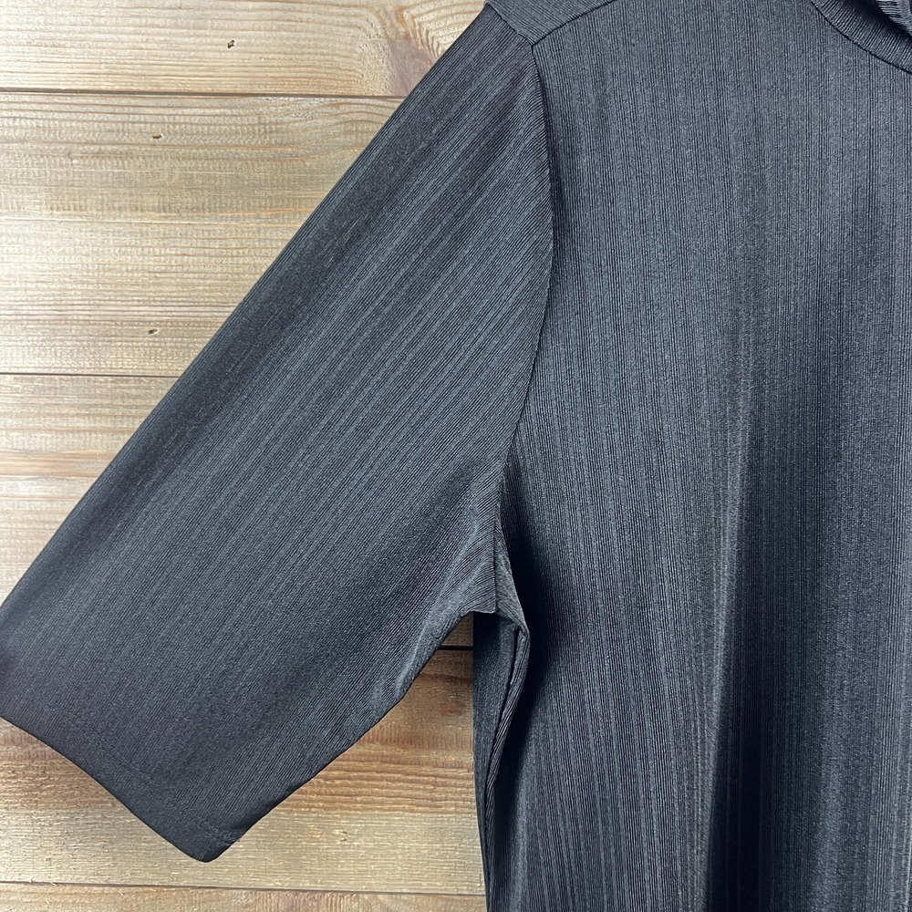 Eloquii Womens Shirt Short Sleeve Mock‎ Neck Ribbed Black Basic Minimalist 18 20 - Picture 4 of 7